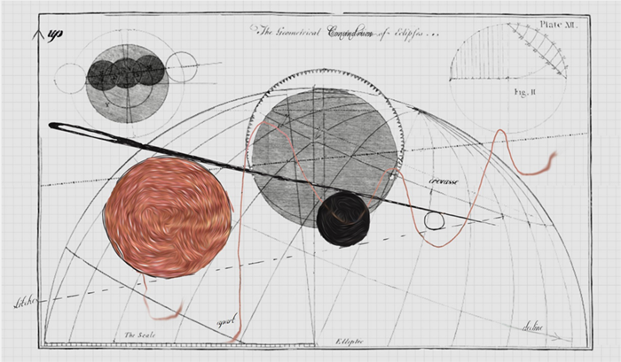 pseudo scheme with thread and needle